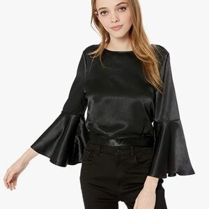 Jack by BB Dakota Sugar Lips Black Satin Blouse
